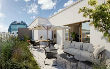 Mietwohnung mit Dachterrasse mit Skylineblick